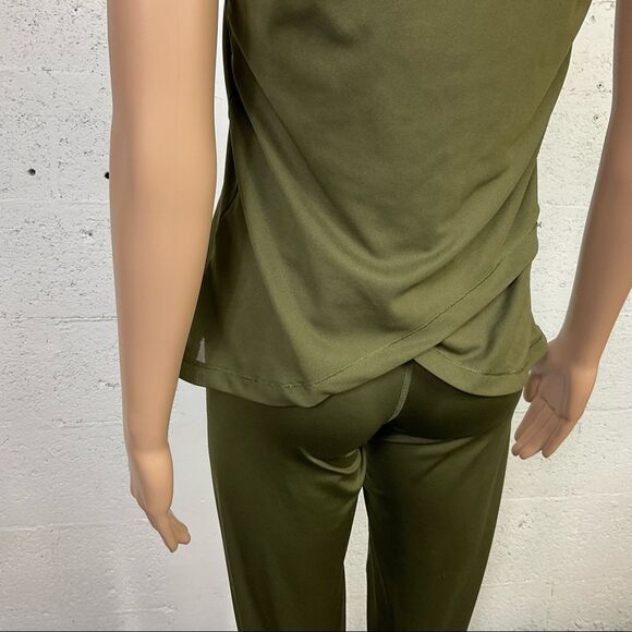 Nike Just Do It Army Green Black Muscle Tank Leggings Matching Set M - Picture 6 of 17